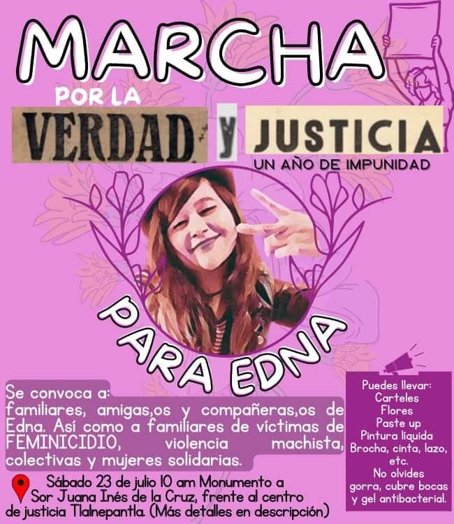 Marcha a un año del feminicidio de Edna