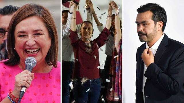 Xóchitl Gálvez; Claudia Sheinbaum y Jorge Álvarez Máynez