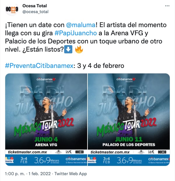 Publicación de Twitter