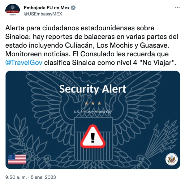 Aeropuerto Internacional de Culiacán permanecerá cerrado hasta las 22:30 horas por detención de Ovidio Guzmán