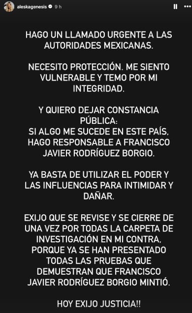 Comunicado de Aleska Génesis