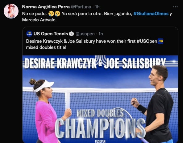 Giuliana olmos y Marcelo Arévalo perdieron la final del US Open 2021