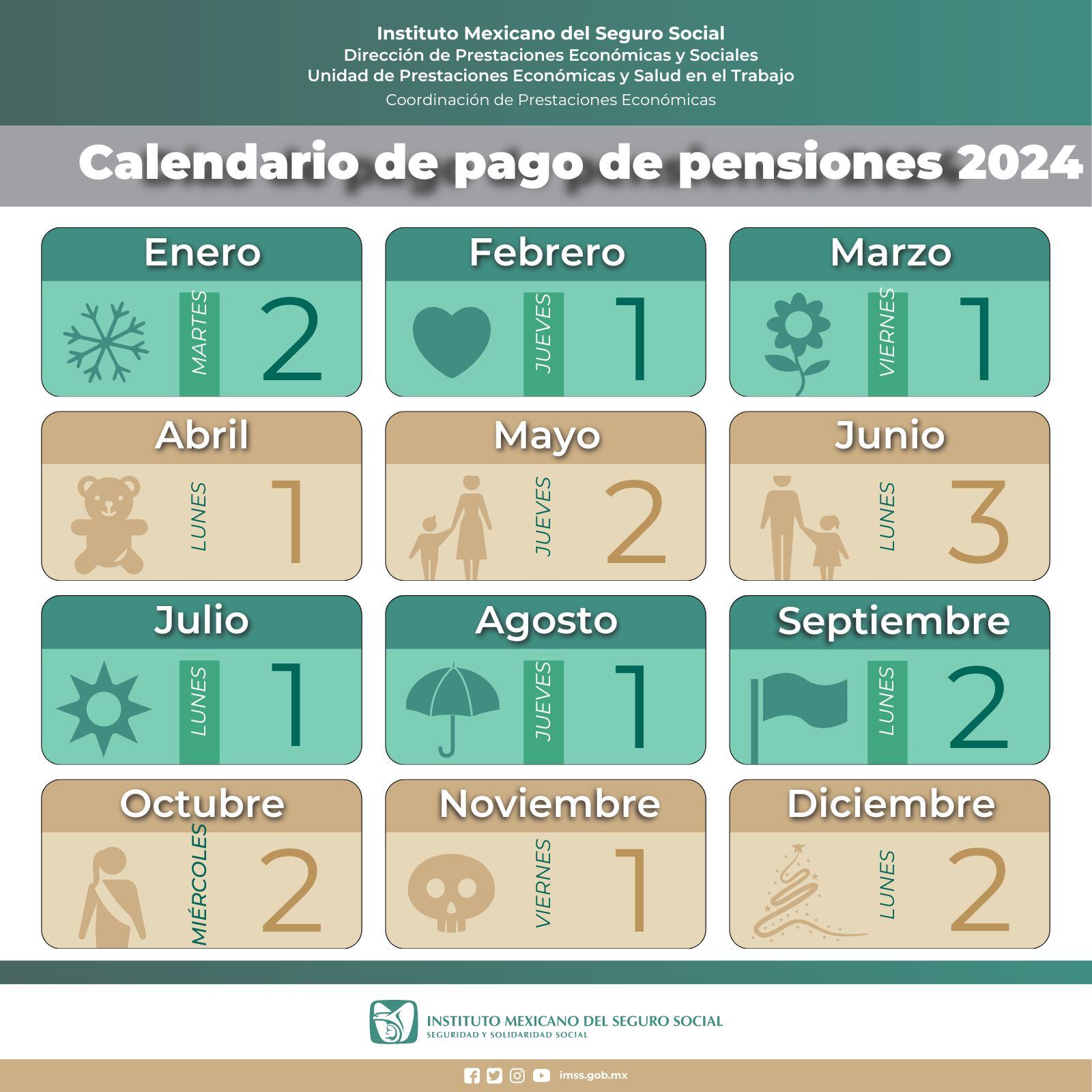Calendario de Pensiones del IMSS 2024