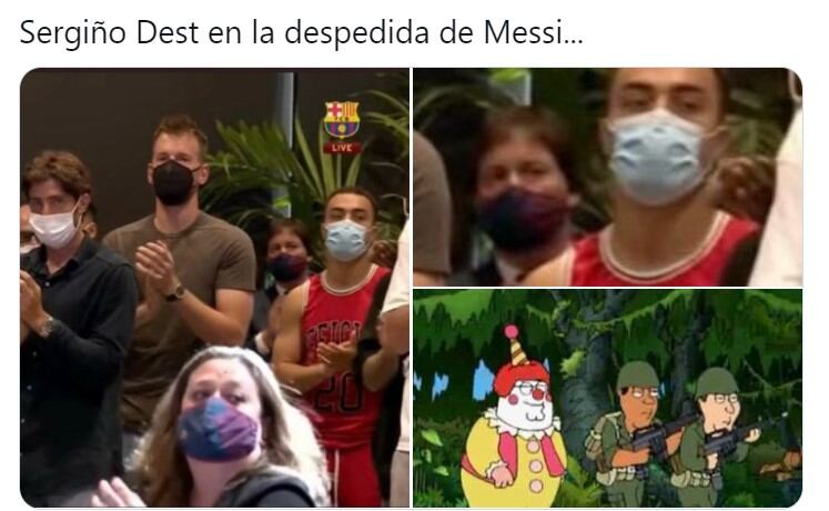 Sergiño Dest en la despedida de Lionel Messi