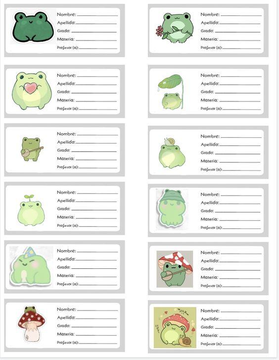 Etiquetas escolares de la rana de Peppa Pig