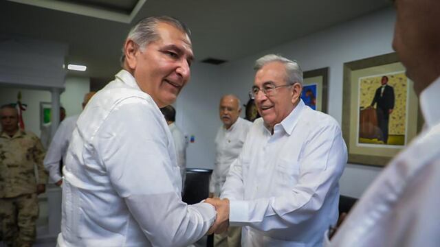 Rubén Rocha Moya y Adán Augusto López en reunión para la Coordinación de Seguridad de la Región del Mar de Cortés