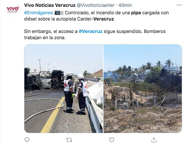 Incendio de pipa en Veracruz