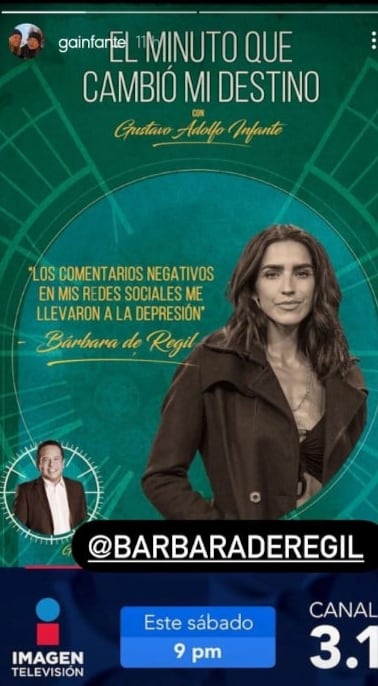 Bárbara de Regil en programa de Gustavo Adolfo Infante.