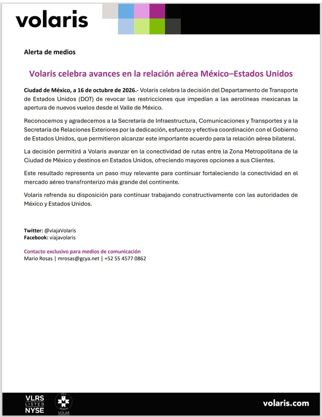 Volaris destaca avances entre México y Estados Unidos que impulsan la conectividad aérea