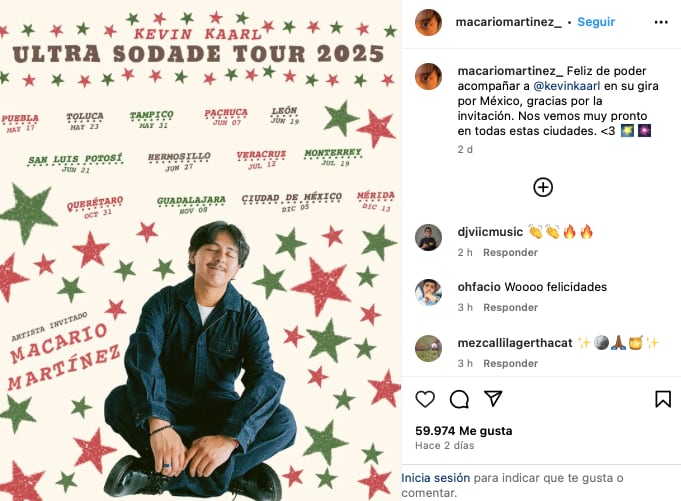 Macario Martínez se une a la gira de Kevin Kaarl