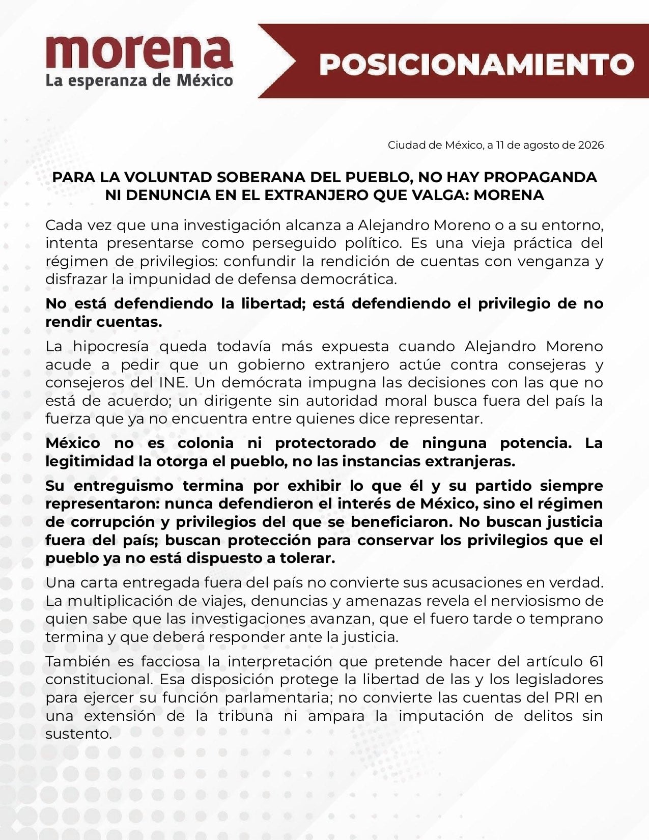 Ariadna Montiel responde a Alejandro Moreno tras acusar persecución política