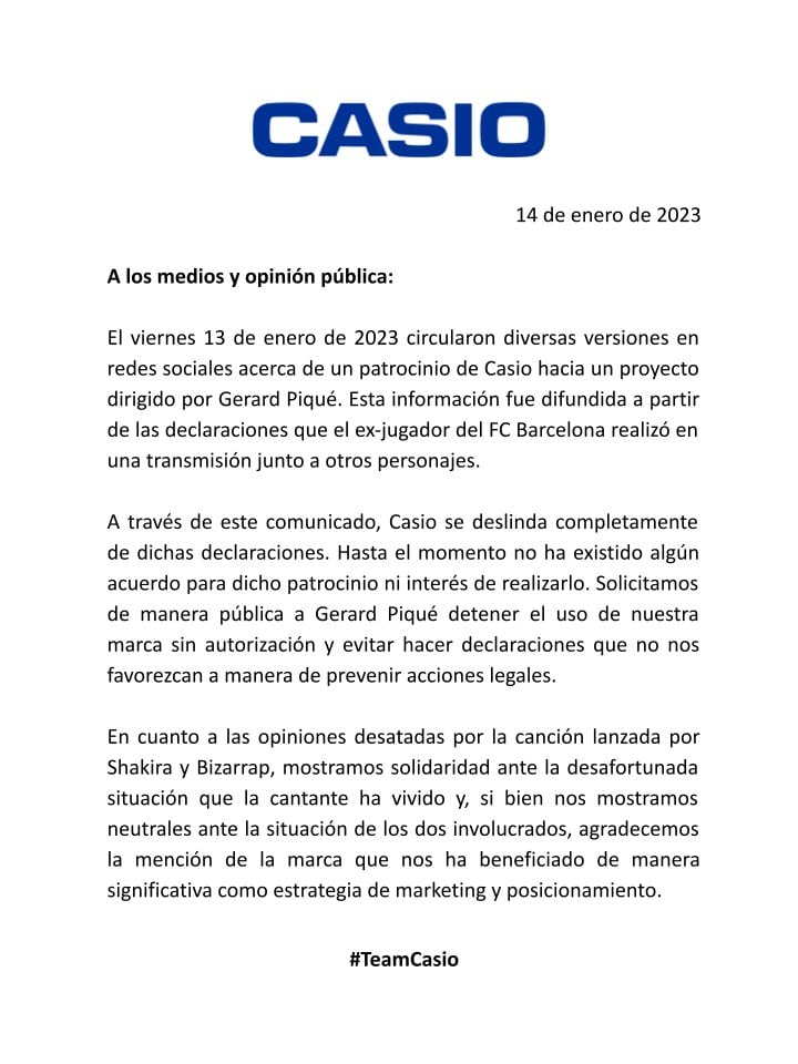 Comunicado Casio Kings League