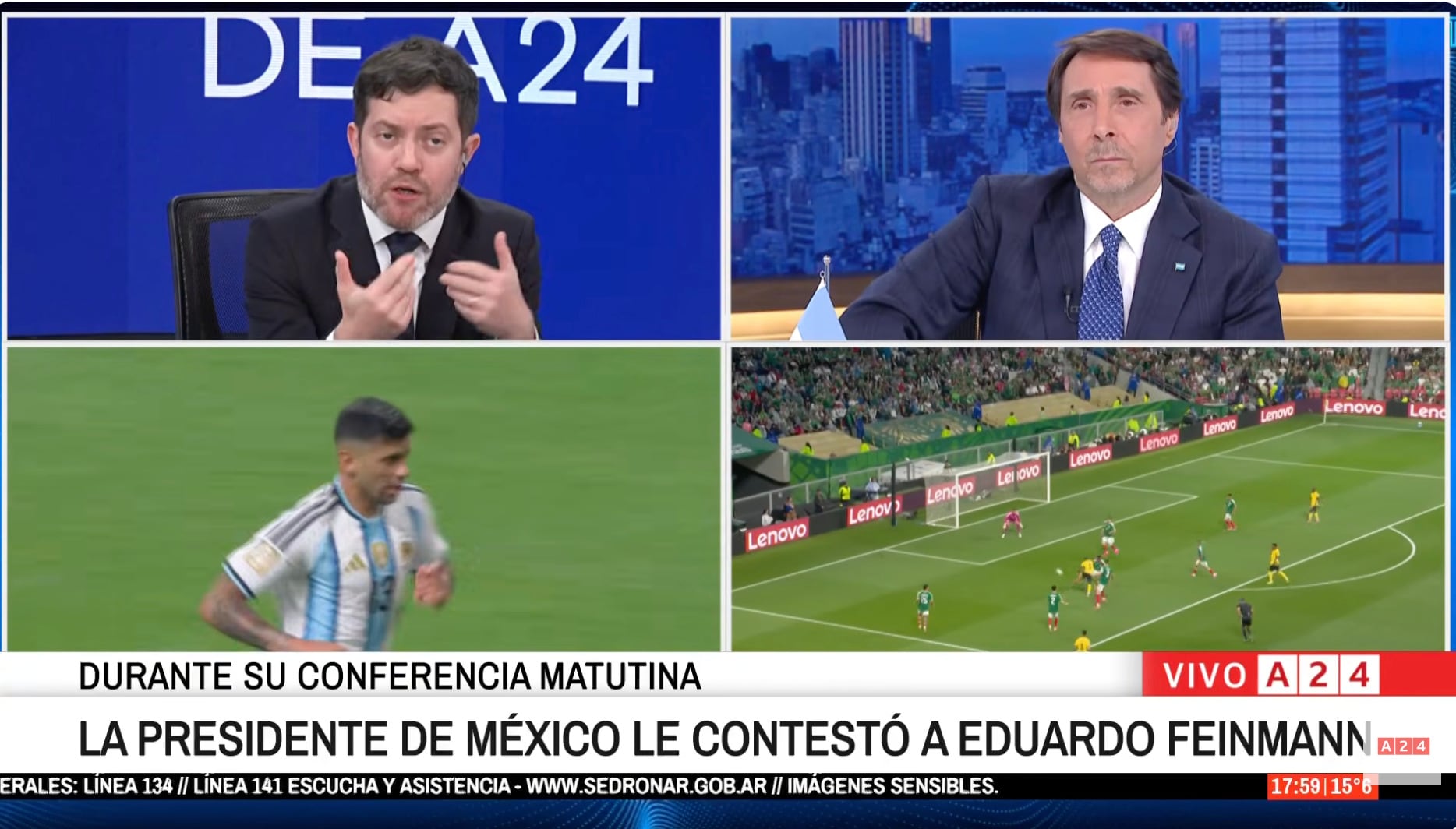 Eduardo Feinmann se disculpa con México pero termina con críticas a Claudia Sheinbaum