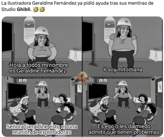 Memes de Geraldine Fernández quien mintió sobre trabajar en Studio Ghibli