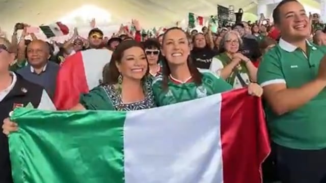 Así celebraron Sheinbaum y Clara Brugada el gol de México ante Sudáfrica
