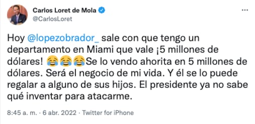 Carlos Loret de Mola le responde a AMLO sobre sus supuestas propiedades/@CarlosLoret