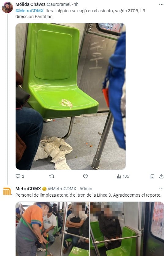 Suciedad en vagones del Metro CDMX