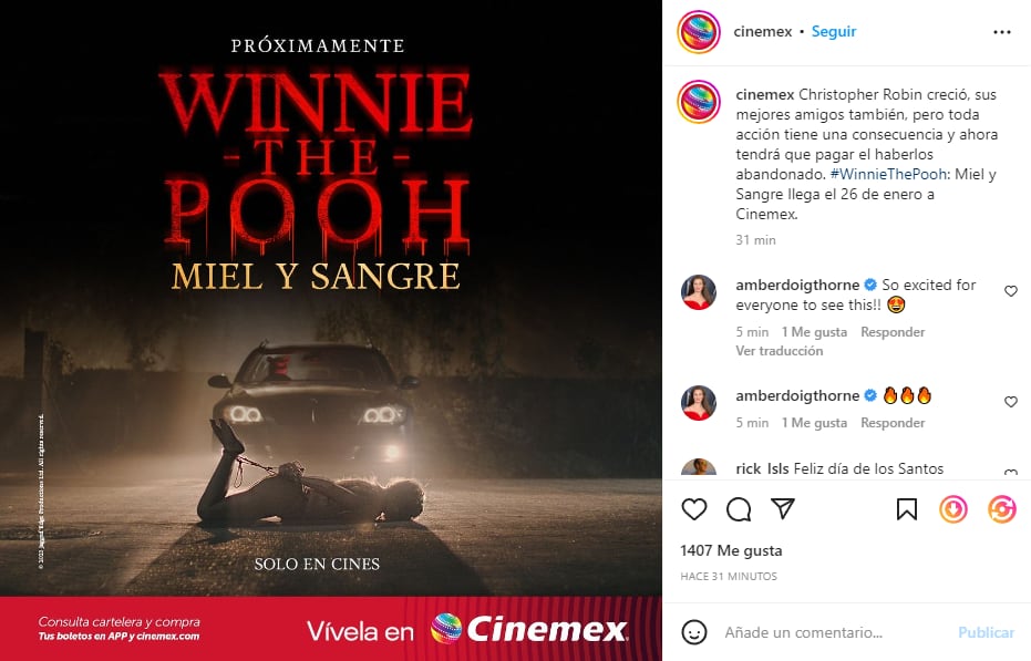 Cartel promocional de Winnie the Pooh Miel y Sangre