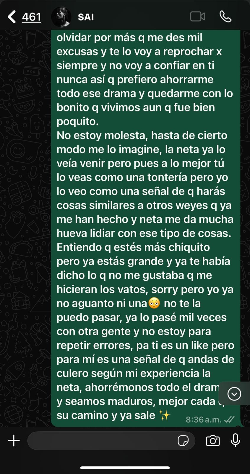 Sai revela porqué terminó su relación con Yeri Mua