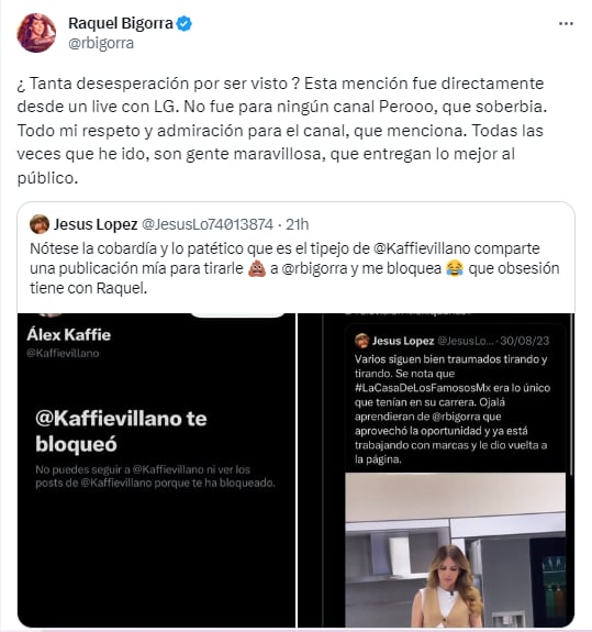 Raquel Bigorra tacha de soberbio a Alex Kaffie.