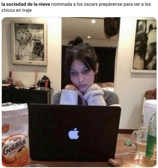 Memes festejan a La sociedad de la nieve por sus nominaciones al Oscar 2024