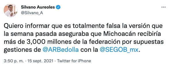 Tuit de Silvano Aureoles