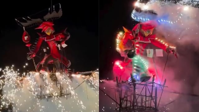 Alastor de Hazbin Hotel en la quema de Judas de Tultepec