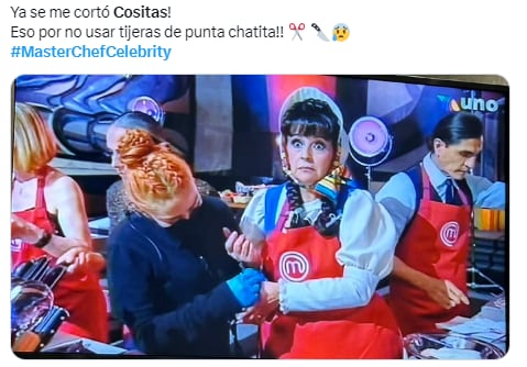 Memes: Cositas es la primera en cortarse en MasterChef Celebrity 2023.
