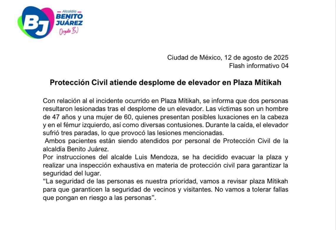 Mitikah desplome del elevador