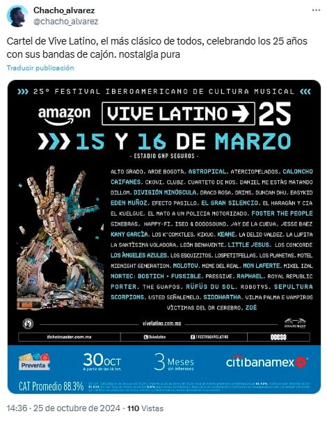 Memes por el cartel del Vive Latino 2025