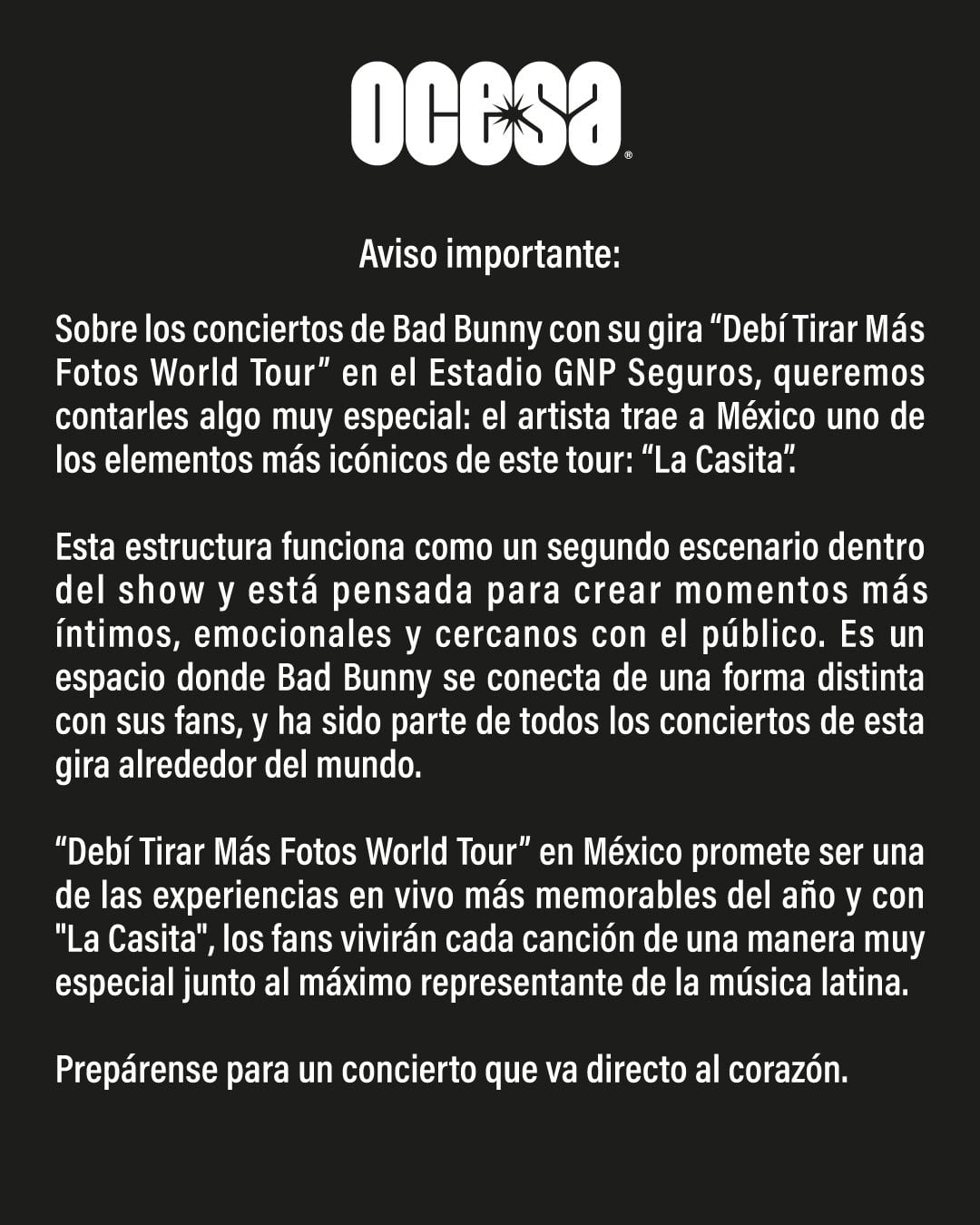 Ocesa aclara a fans qué es y por qué importa La Casita de Bad Bunny en los conciertos en México
