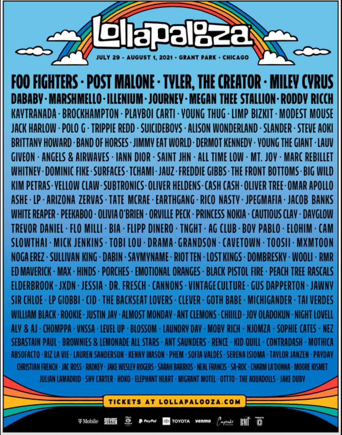 Lineup de Lollapalooza