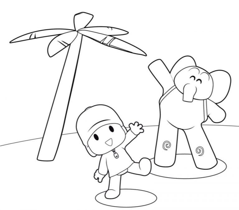 Dibujos para colorear de Pocoyó en la naturaleza por el Día Mundial del Clima