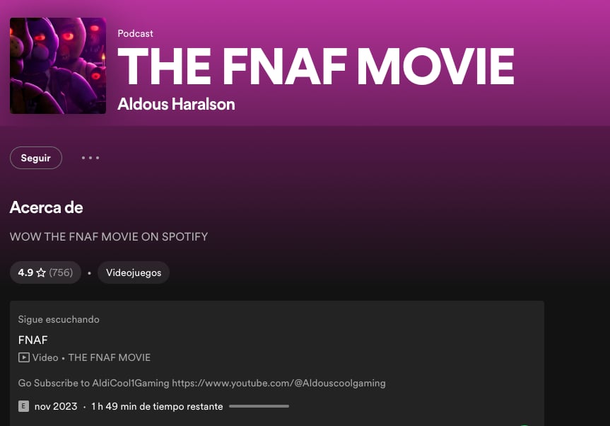 La película de Five Nights at Freddy’s está en Spotify