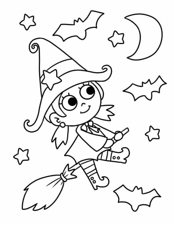 Dibujo de bruja de Halloween