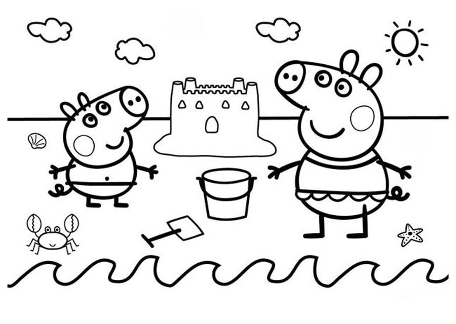 Dibujos de George, el hermano de Peppa Pig con temática de playa: 7 plantillas bonitas para imprimir y colorear