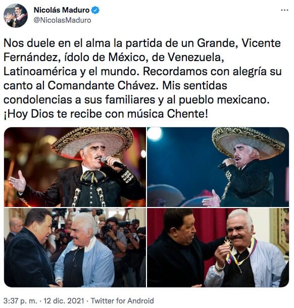 Tuit de Nicolás Maduro