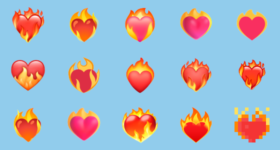 Emoji de corazón en llamas