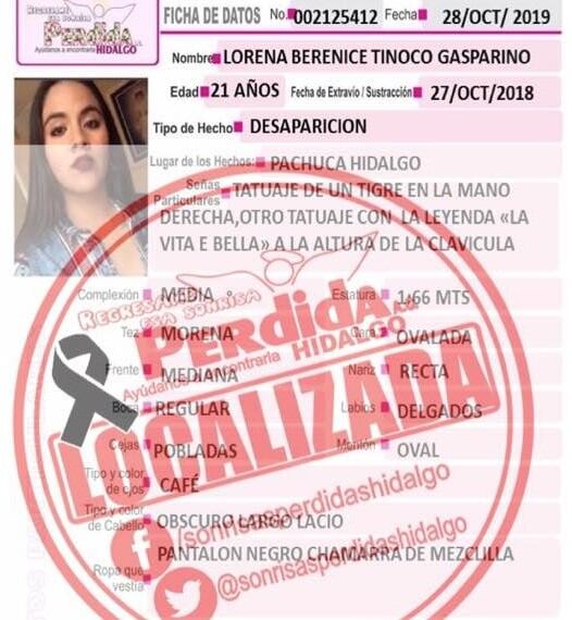 Ficha de búsqueda de Lorena Berenice.