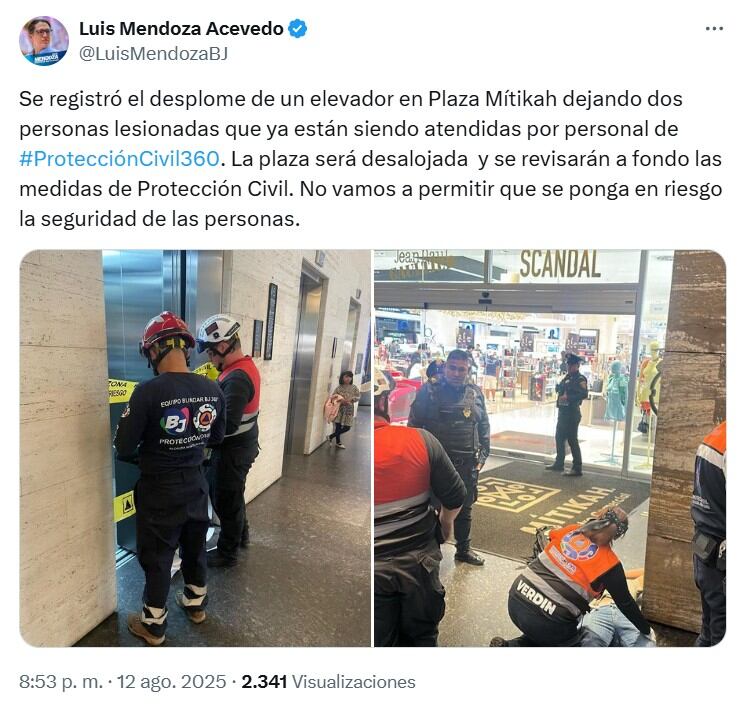 Accidente en Centro Comercial Mitikah