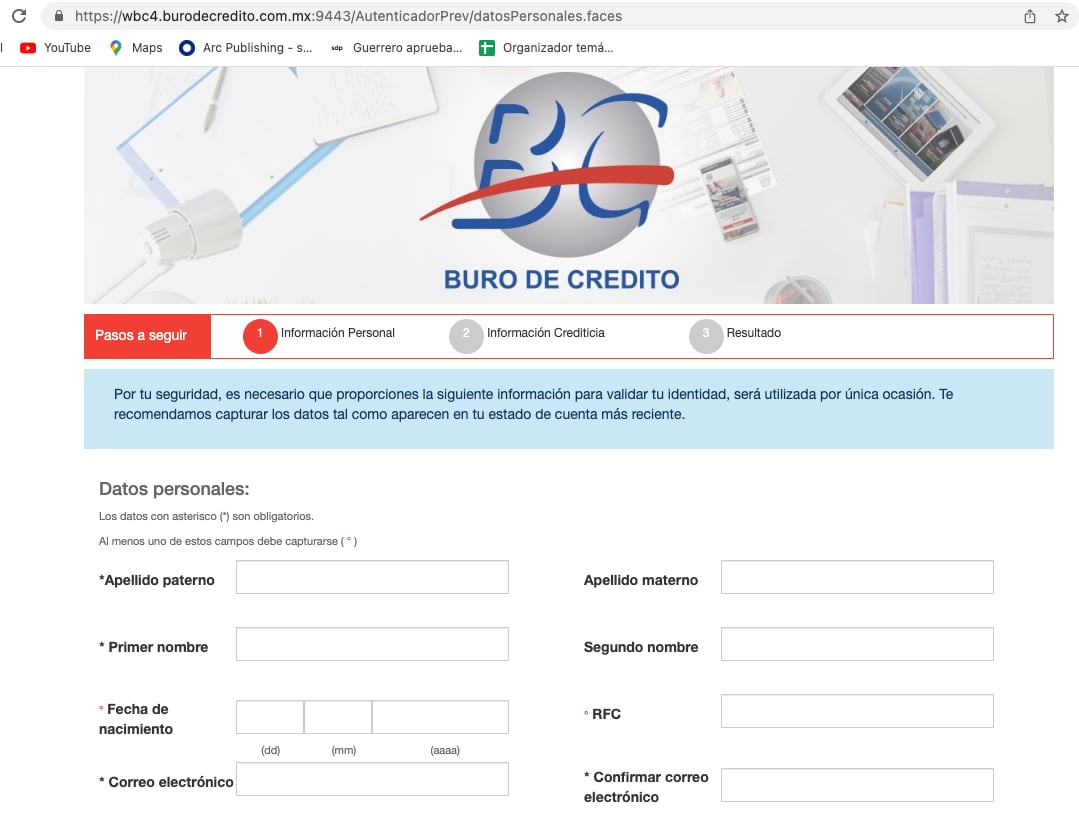 Formulario Hackeo Buró de Crédito