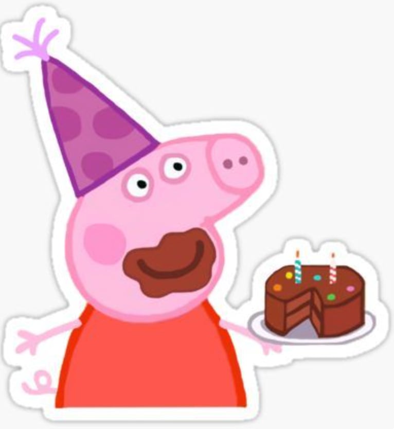 Peppa Pig cumpleaños en sticker