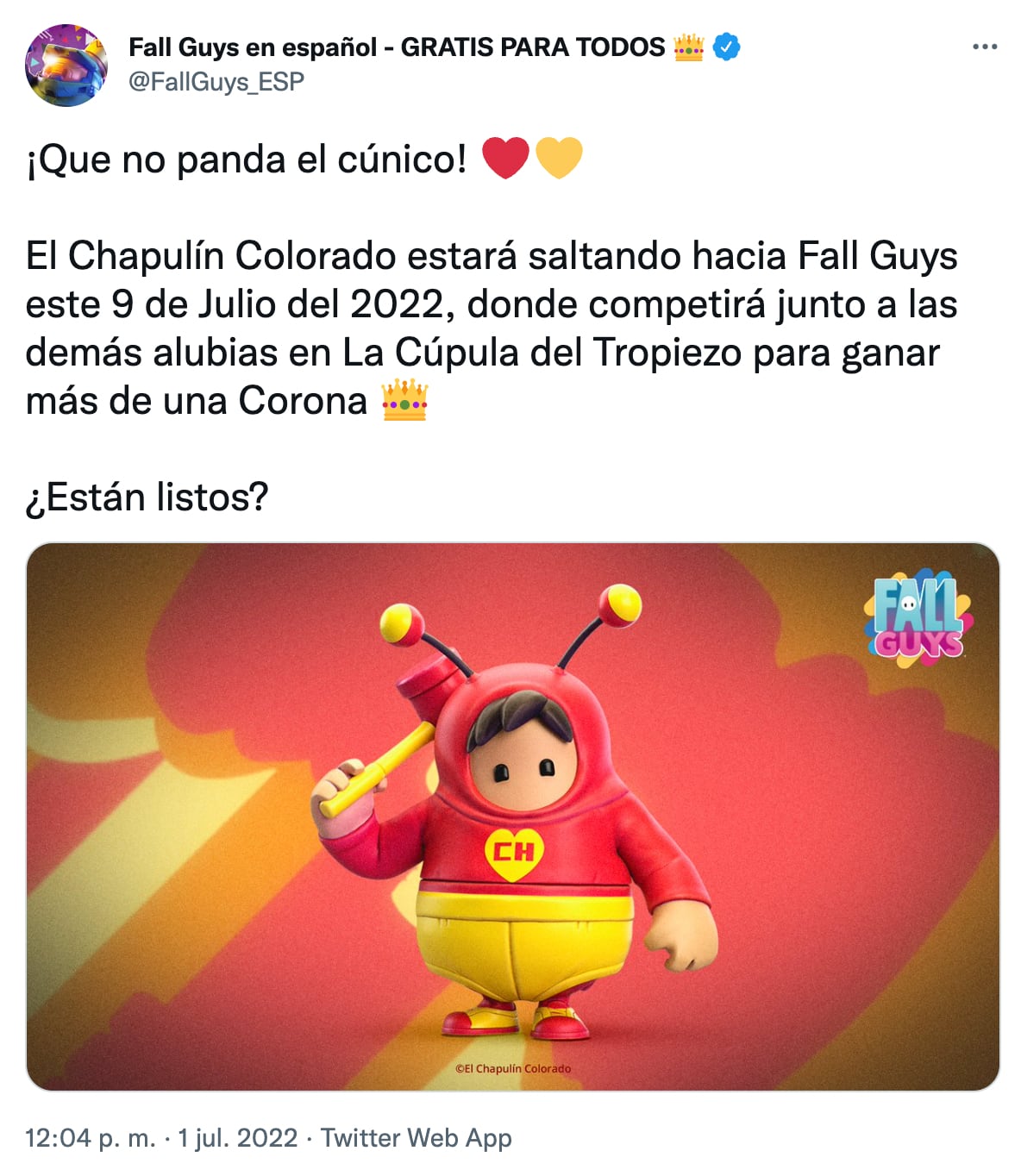 Skin del Chapulín Colorado en Fall Guys