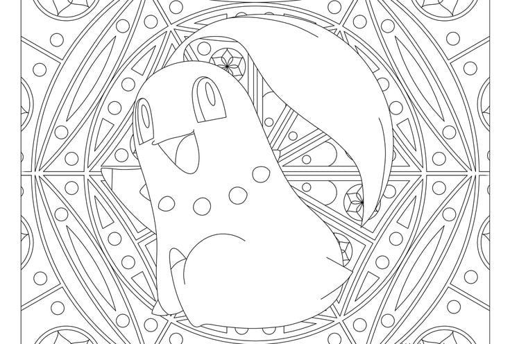 Un dibujo para colorear de Chikorita tipo mandala