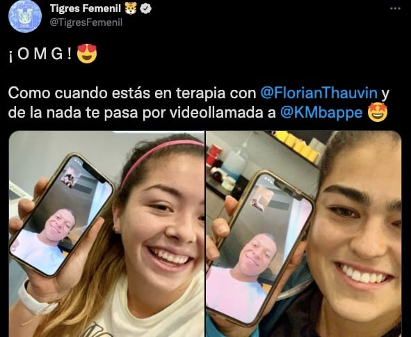 Jugadores del Club Tigres Femenil hablaron con Kylian Mbappé