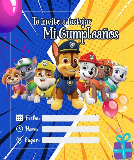 Tarjetas de Paw Patrol de cumpleaños