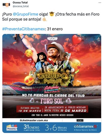 Grupo Firme abre una segunda fecha en Foro Sol