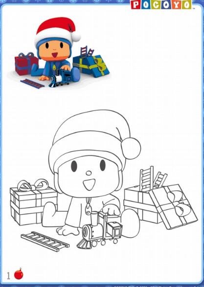 5 dibujos de Pocoyó para colorear por Navidad 2024