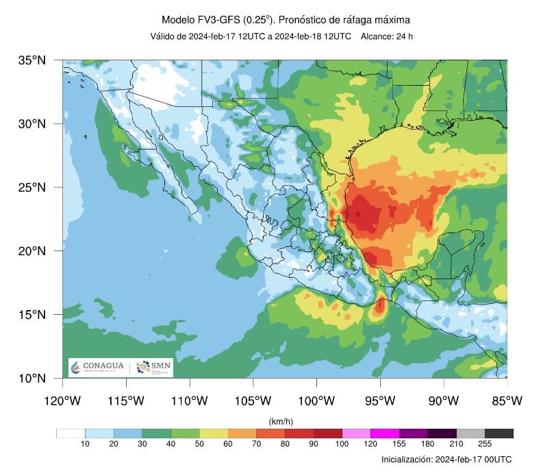 Frente Frío 35 en México al 17 de febrero 2024