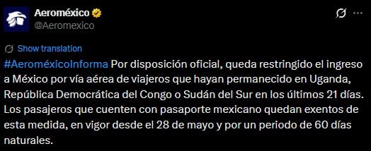 Aeroméxico emite alerta por restricciones de ingreso a México